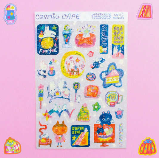 Odd Rabbits • Cosmic Cafe Star Holo Transparent A6 Sticker Sheet