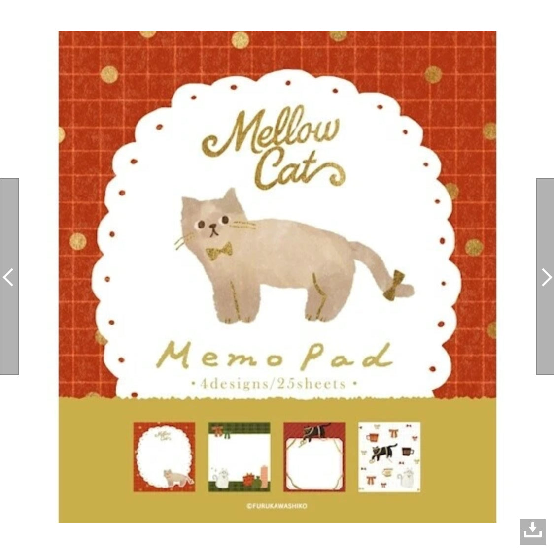Mellow Cat Memo Pad, Imported from Japan