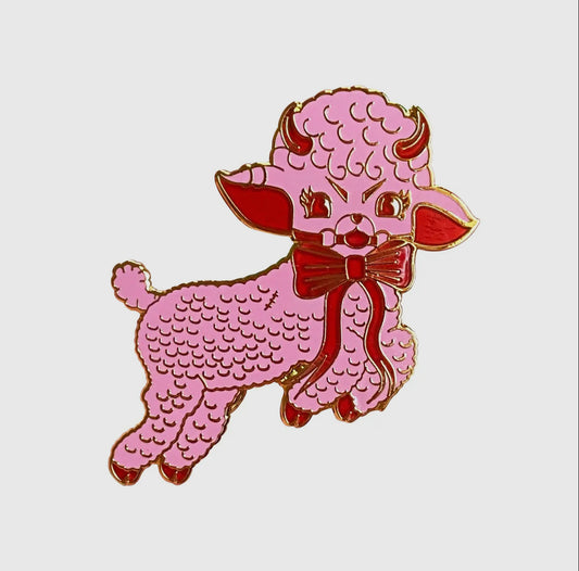 Creepy Gals • Pink Kitschy Fetish Lamby 1.5” Enamel Lapel Pin