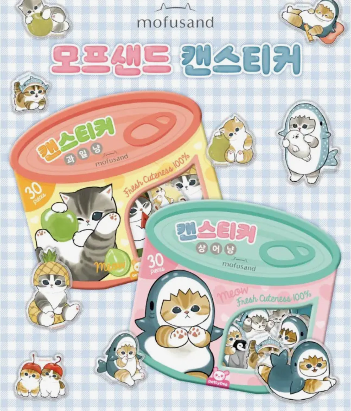 Mofusand • Shark Cat Fruit Cat Can Sticker Pack