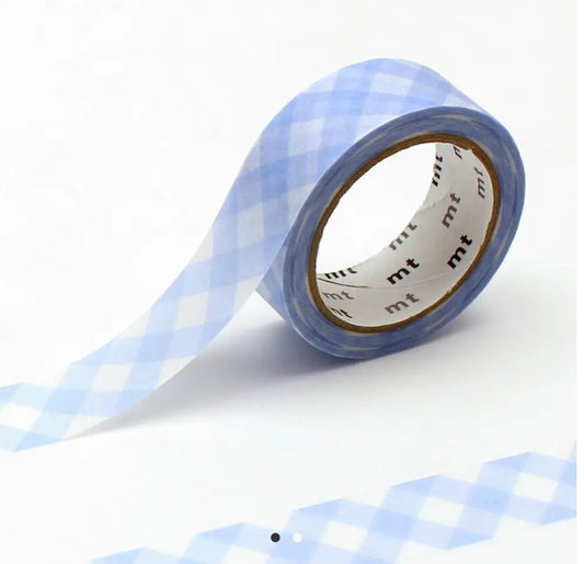 Washi Tape White And Baby Blue Gingham