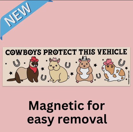 Tender Ghost • Cowboys Protect this Vehicle Bumper Sticker Magnet