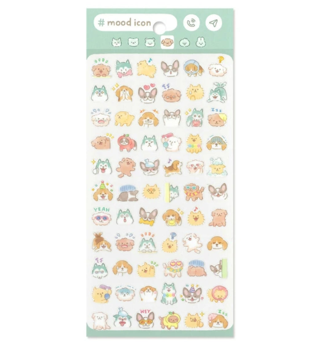Mood Icon Puppy Dog Reaction Sticker Sheet, Imported Japan