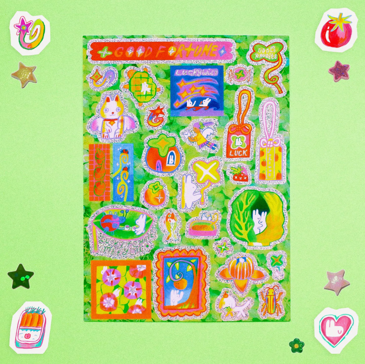 Odd Rabbits • Good Fortune A6 Glitter Sticker Sheet