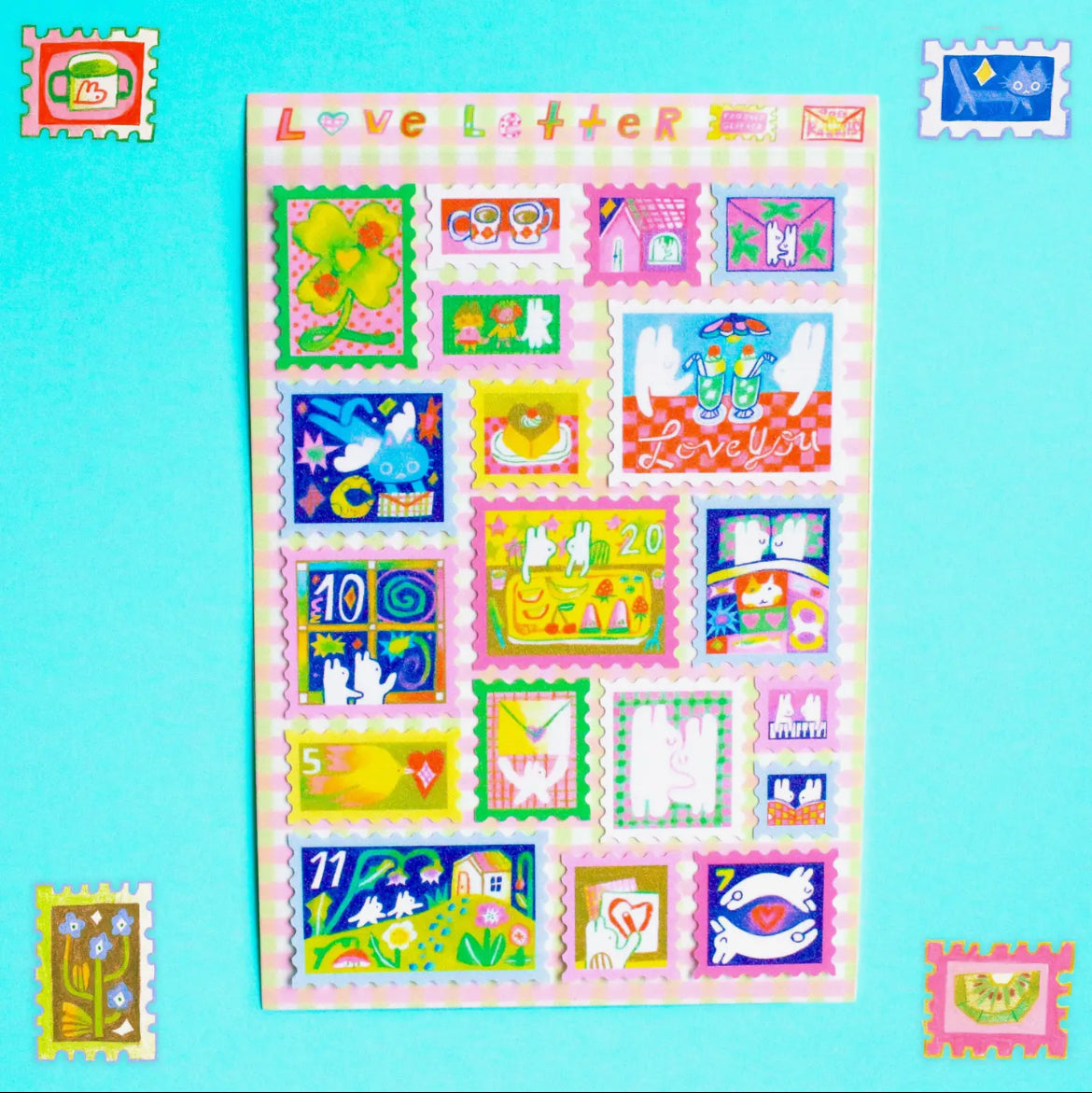 Odd Rabbits • Love Letter Frosted Glitter A6 Stamp Sticker Sheet