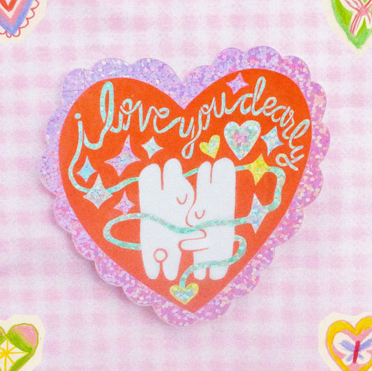 Odd Rabbits • I Love You Dearly Glitter Vinyl Sticker