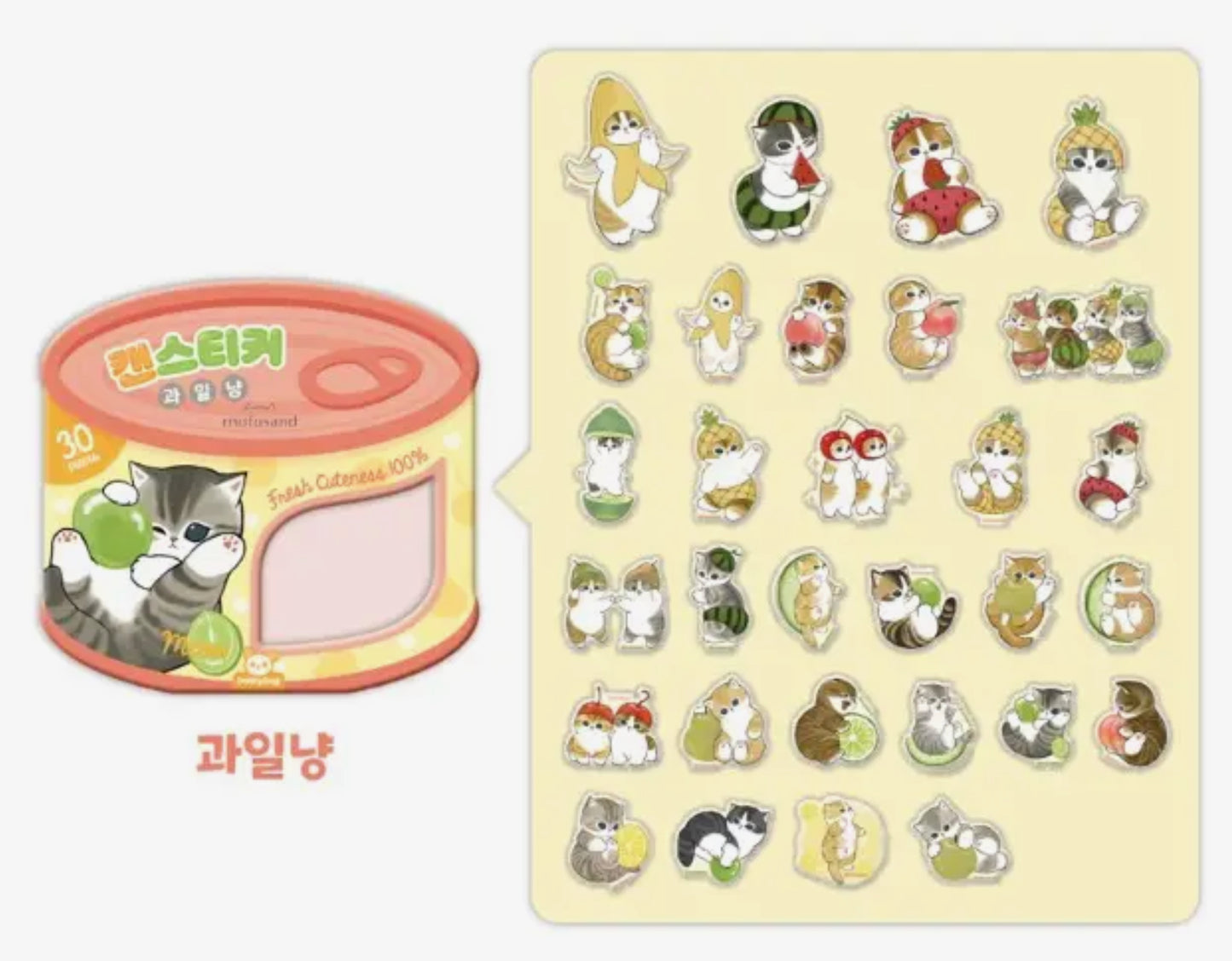 Mofusand • Shark Cat Fruit Cat Can Sticker Pack