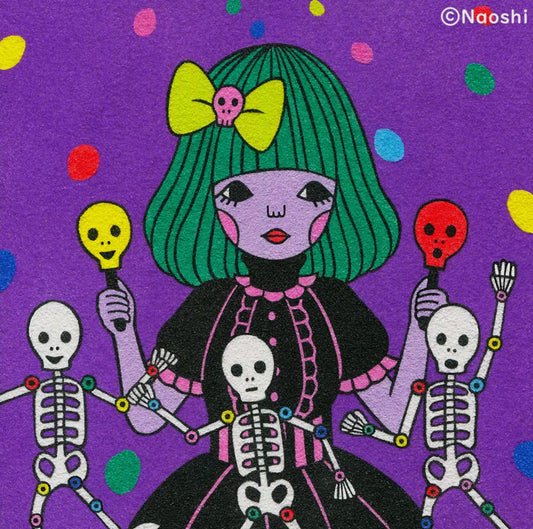 Naoshi • 8 x 8 Print, Dancing Skeletons