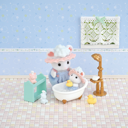 Calico Critters • Bath Time Bubble Siblings Marshmallow Mouse Set