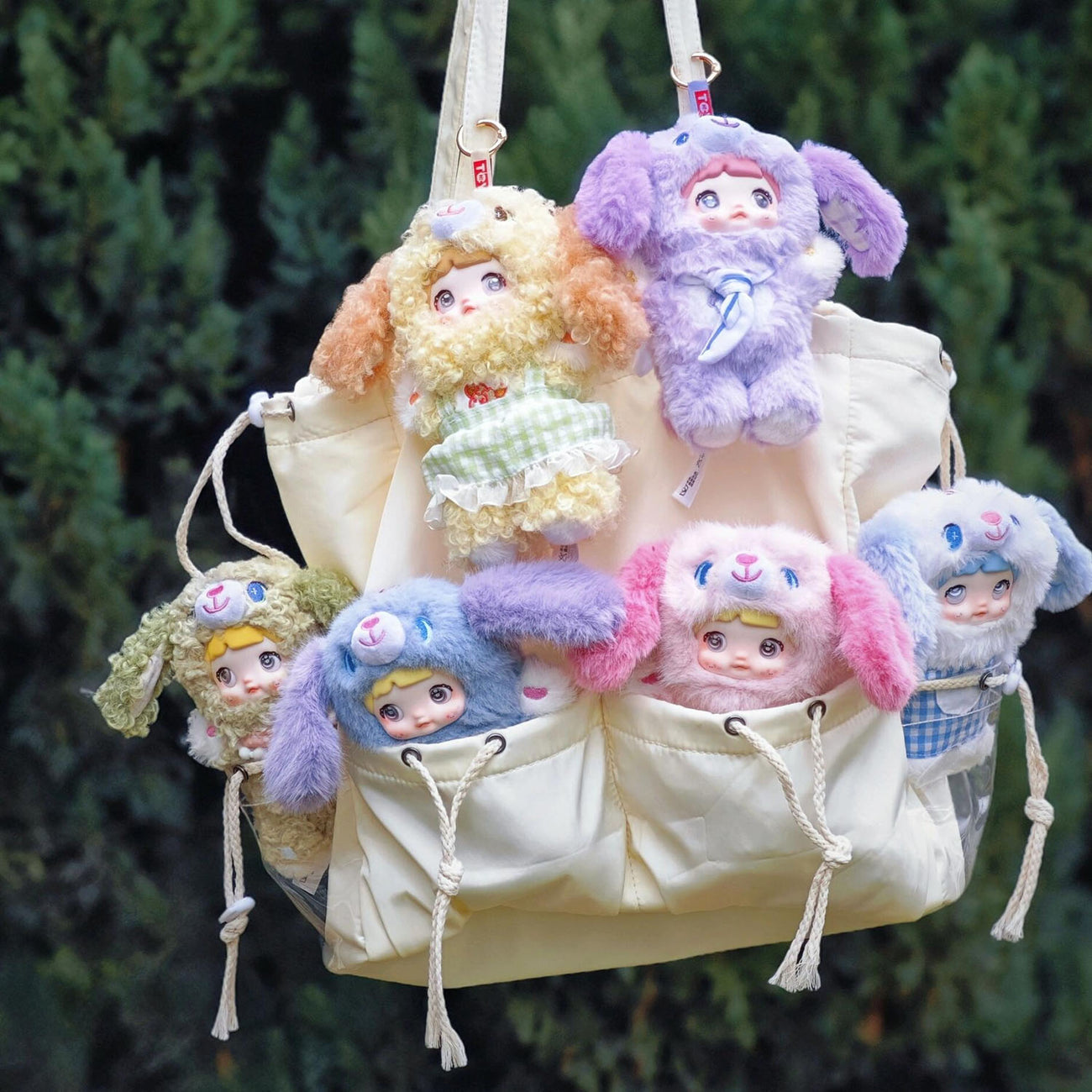 Nommi • Puppy Diary Series Plushie Keychain Blind Box - UNBOXED, Moss Green Puppy with Creamsicle Bib