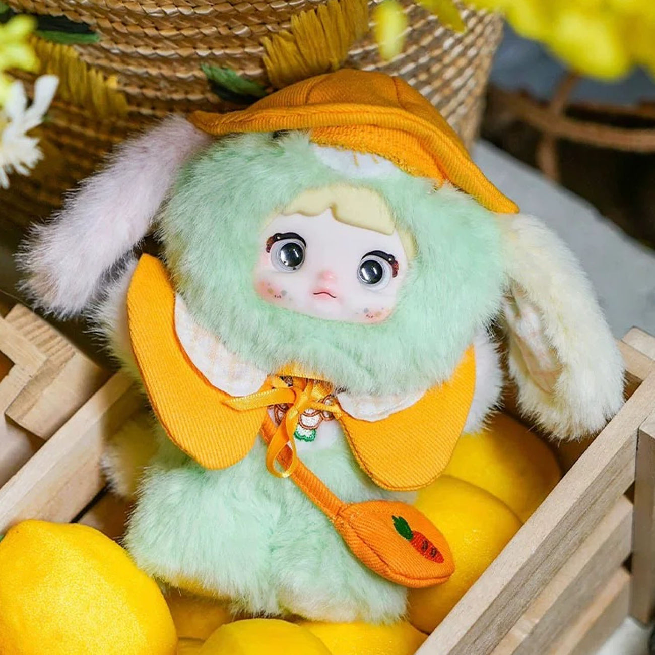 Nommi • Puppy Diary Series Plushie Keychain Blind Box - UNBOXED, Moss Green Puppy with Creamsicle Bib