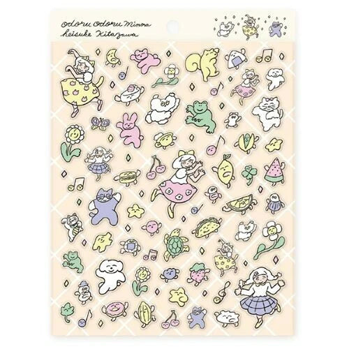 Heisuke Kitazawa Dancing Creatures Stickers, Imported Japan