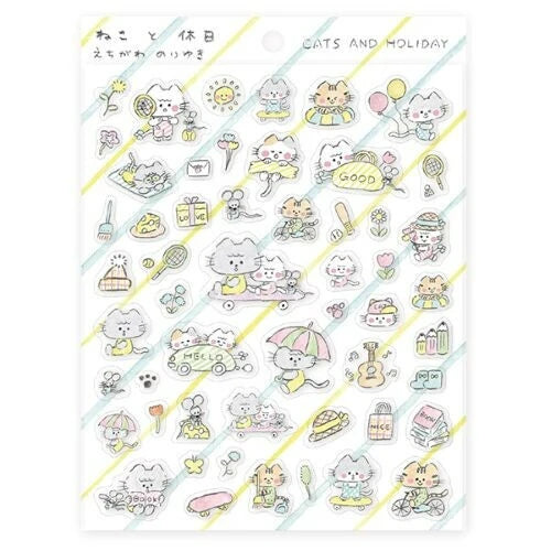 Cats and Holiday Sticker Sheet, Imported Japan