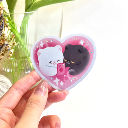 Maobabie • Snuggle Kitties Heart Vinyl Sticker