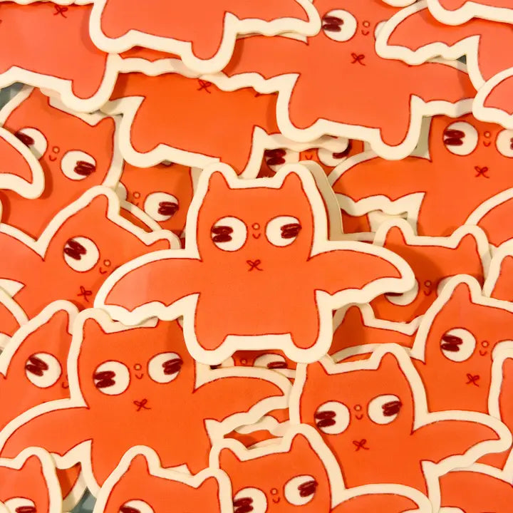 Clunky Picnic •  Small Peachy Bat Sticker Vinyl Sticker