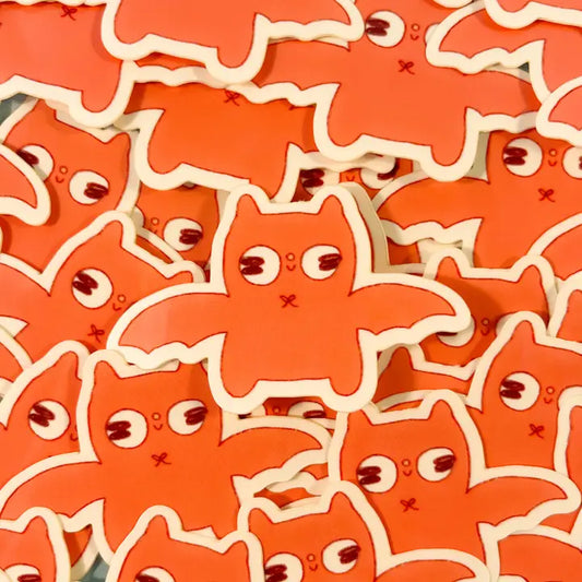 Clunky Picnic •  Small Peachy Bat Sticker Vinyl Sticker