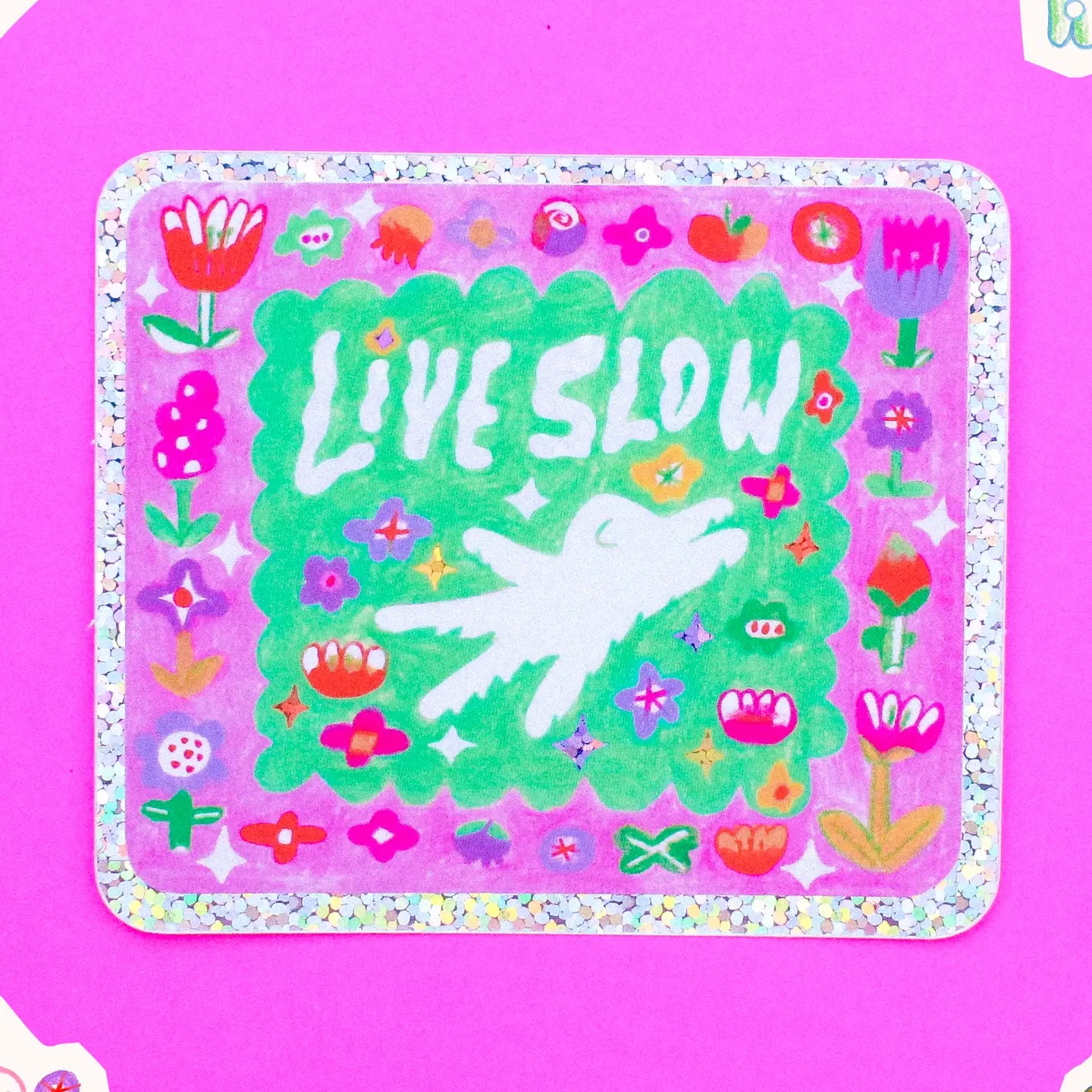 Odd Rabbits • Live Slow Glitter Vinyl Sticker