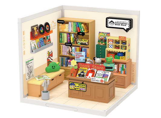 Rolife • DIY Kit Facinating Book Store Miniature House, Lights Up