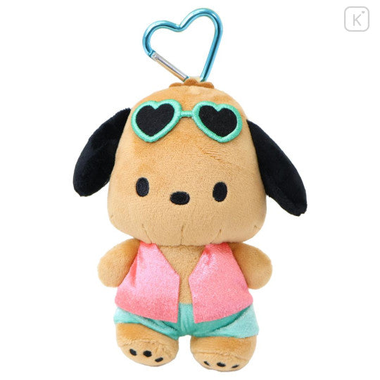 Sanrio • Tan Pochacco Mini Plush Pouch Keychain Carabiner, Imported Japan