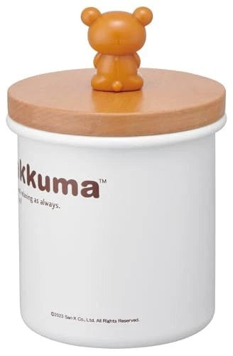 Rilakkuma • Enamel Canister with Wooden Lid Kitchen Desk Organizer, Imported Japan